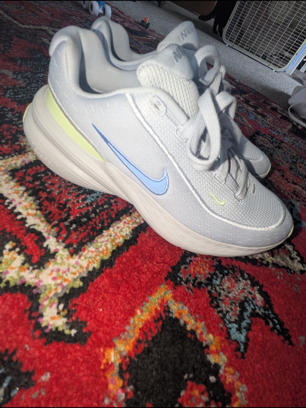 Nike Lightweight Running Shoes in Light Gray with Blue Swoosh